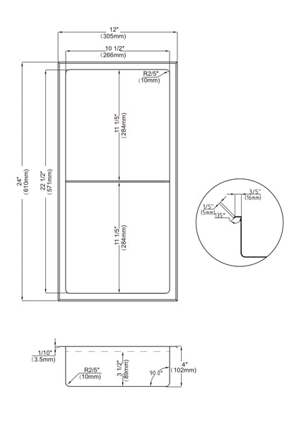 NICHE DE DOUCHE   NOIR MAT 12 x 24